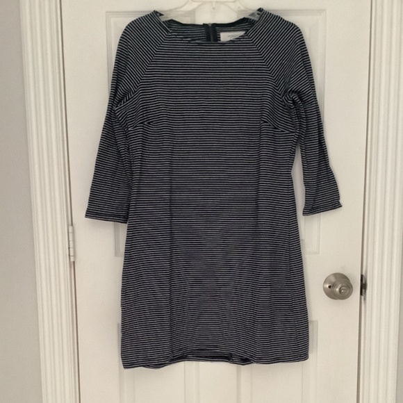 Workshop Republic Clothing Blue/White Striped 3/4 Sleeve Dress L PRE-OWNED - Picture 1 of 9